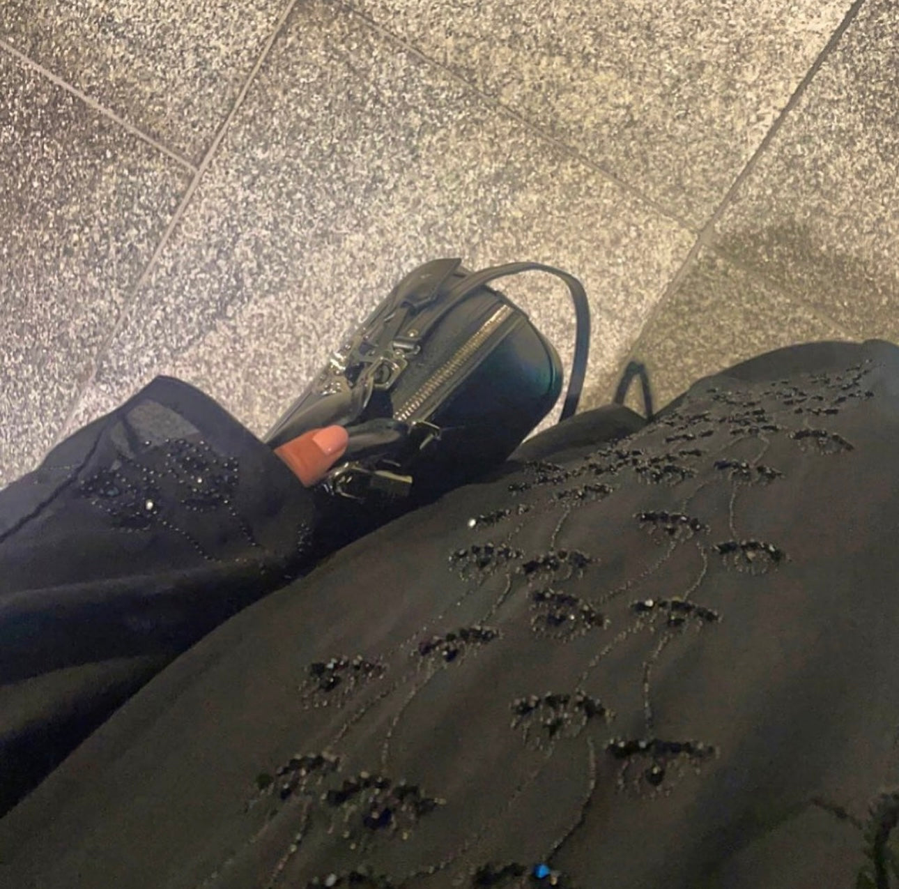 Black pearled abaya