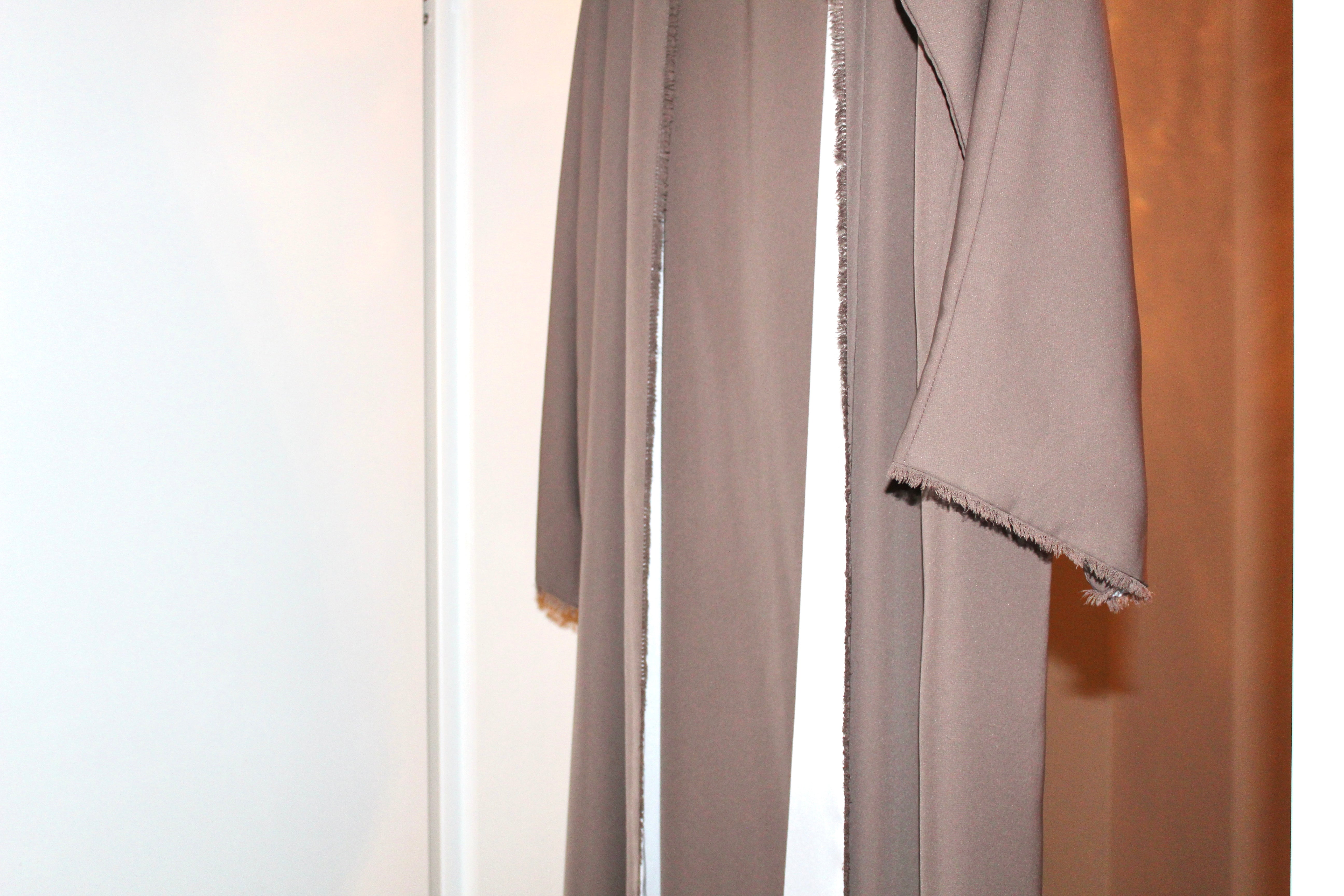 Brown white two sided abaya